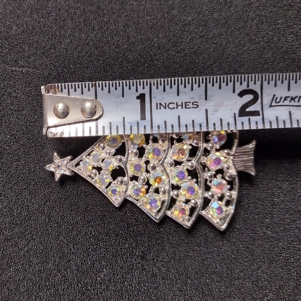 Eisenberg Ice Silver Christmas Tree Brooch with Multicolor Crystals - Picture 8 of 8